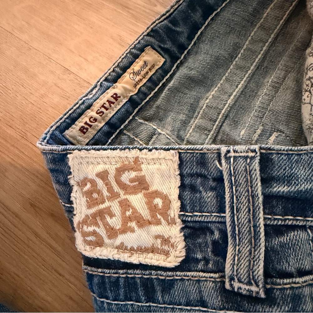 1206 Big Star sweet ultra low rise flare jeans 26R (28x30.5) western rodeo - Picture 5 of 13